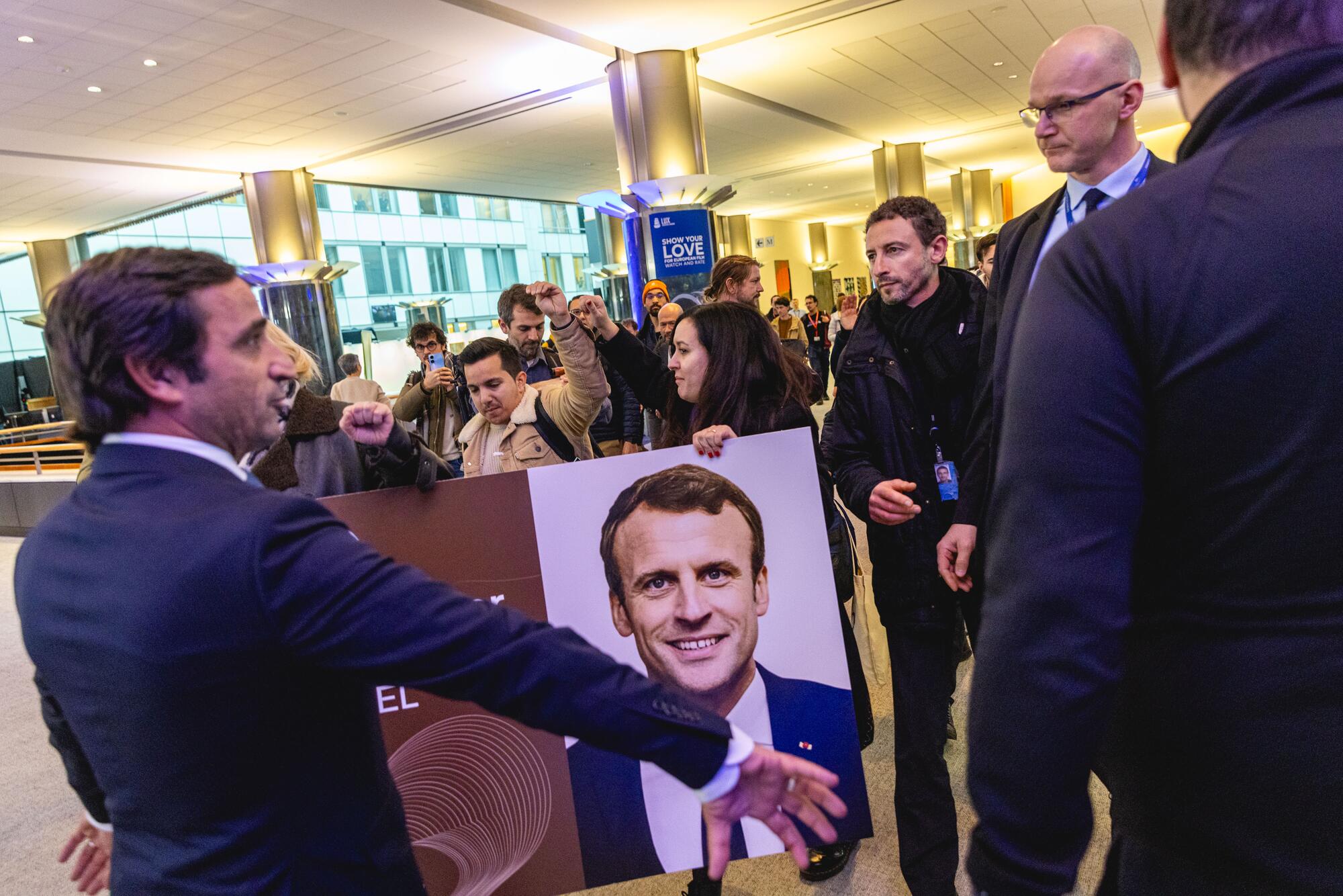 Protesta contra Macron Lobby Uber